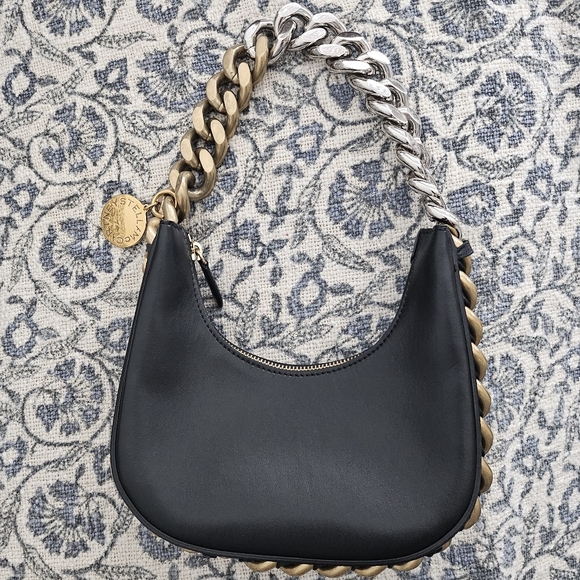 Stella McCartney Handbags - 🩶Stella McCartney Mini Frayme Bag Twotone Chain Zipped Shoulder Bag Black Italy
